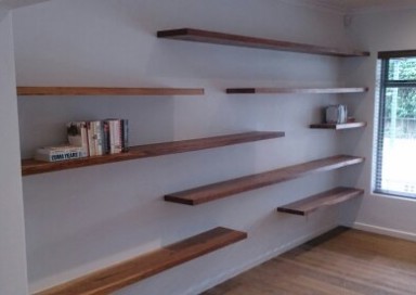 French Oak floating bookcase shelves