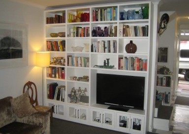 Bookcase with TV.