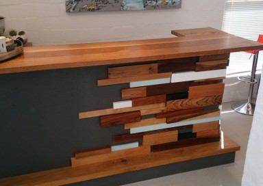 Oak and small trim bar counter